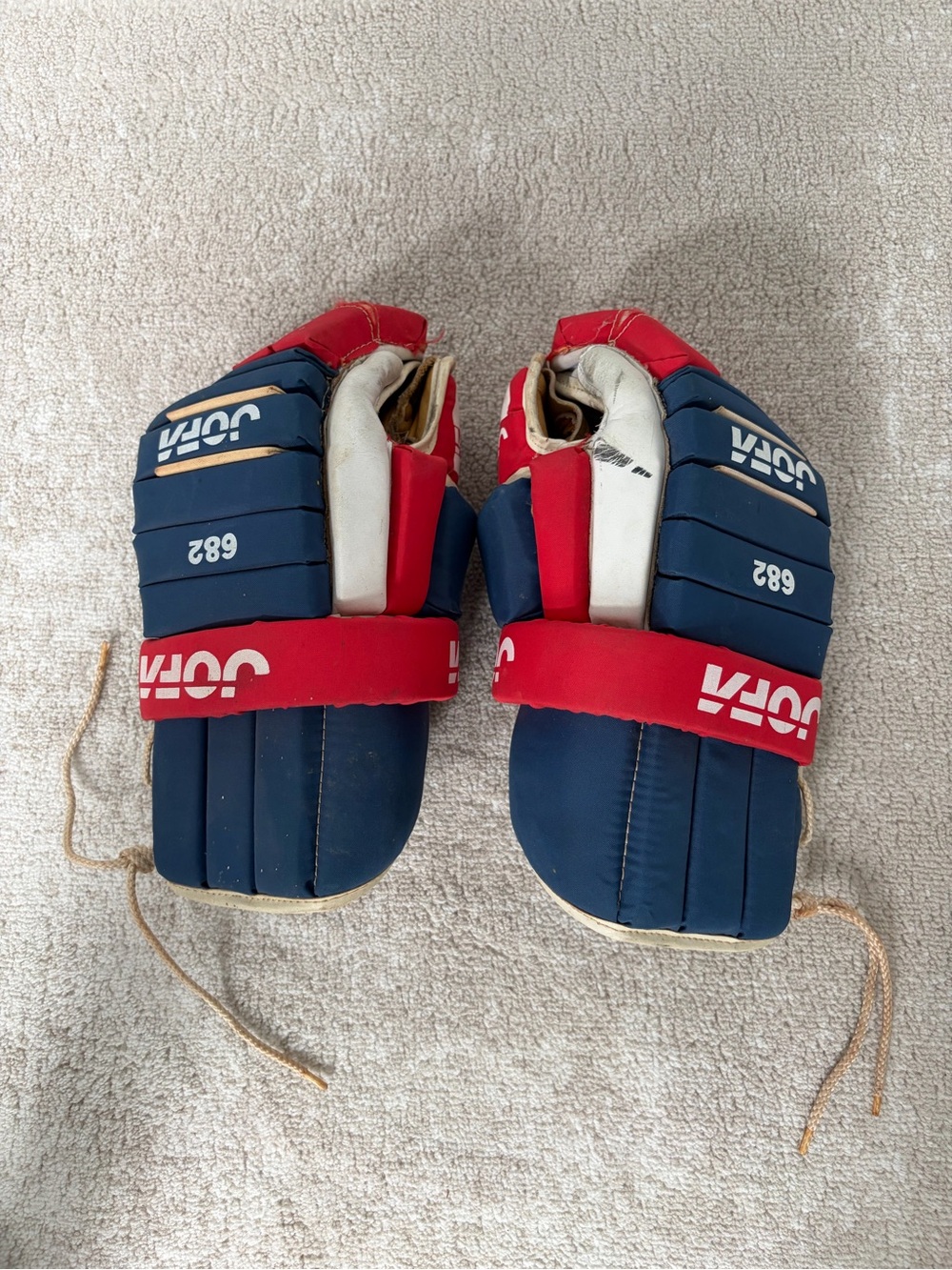 Jofa 682 Vintage Hockey Gloves in Red, Navy & White